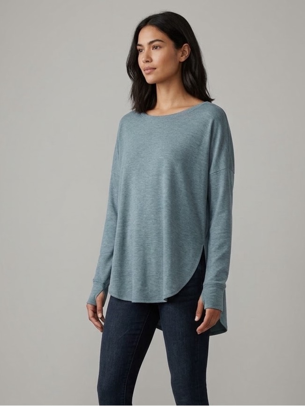 Crane Relaxed Crewneck Sweatshirt in Dusty Teal, Women’s Size XL extra large